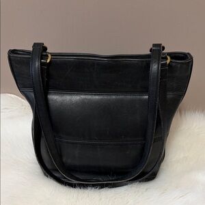 Coach #9098 Tribeca Shopper Bucket Black Leather Shoulder Bag - vintage